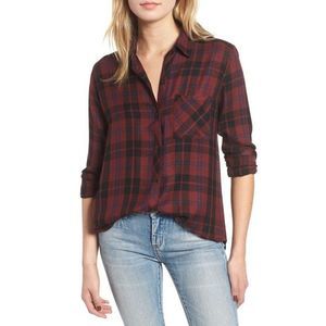 COPY - Rails Hunter Red Button Down Glittery Plaid Shirt